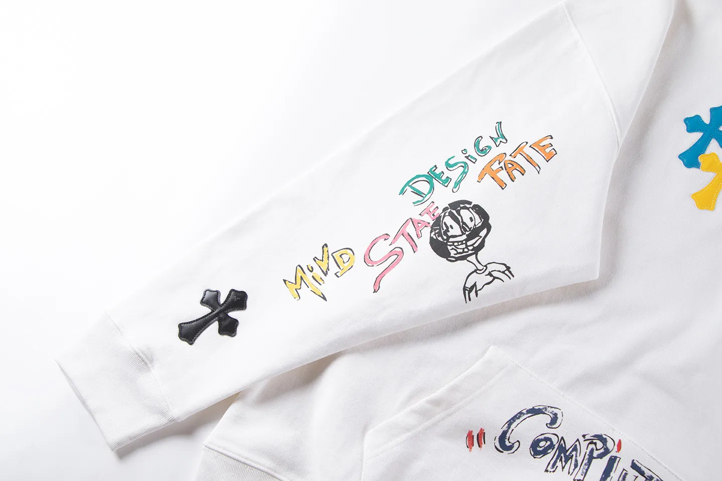 P310 Chrome Hearts Chrome Hearts Dopamine Leather Label Cross Sweatshirt Size: SMLXL Color: White